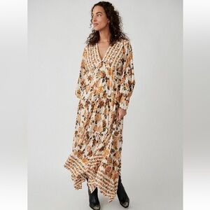 Free People Row of Roses Maxi Dress S